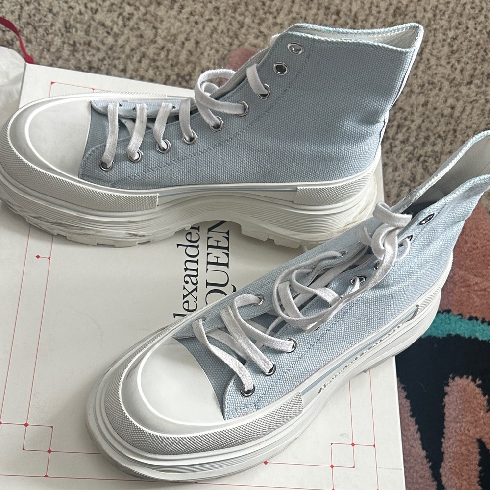 Alexander McQueen Light Blue High-Top Sneakers